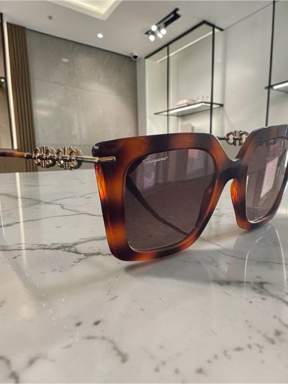 BNWT Ferragamo Tortoiseshell Sunglasses with Gold Accents